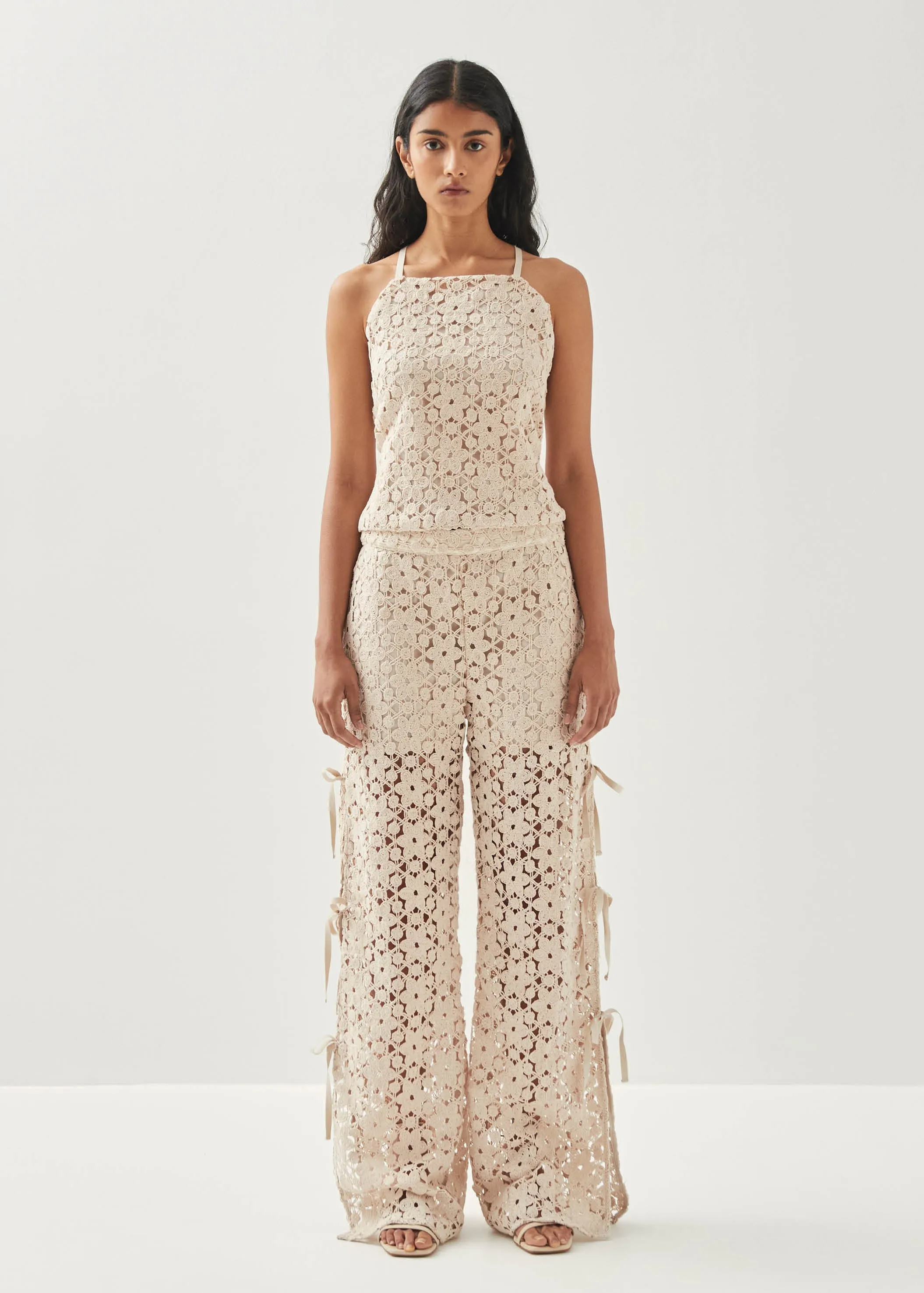 Dibun Lace Cream Trousers sold by Alohas