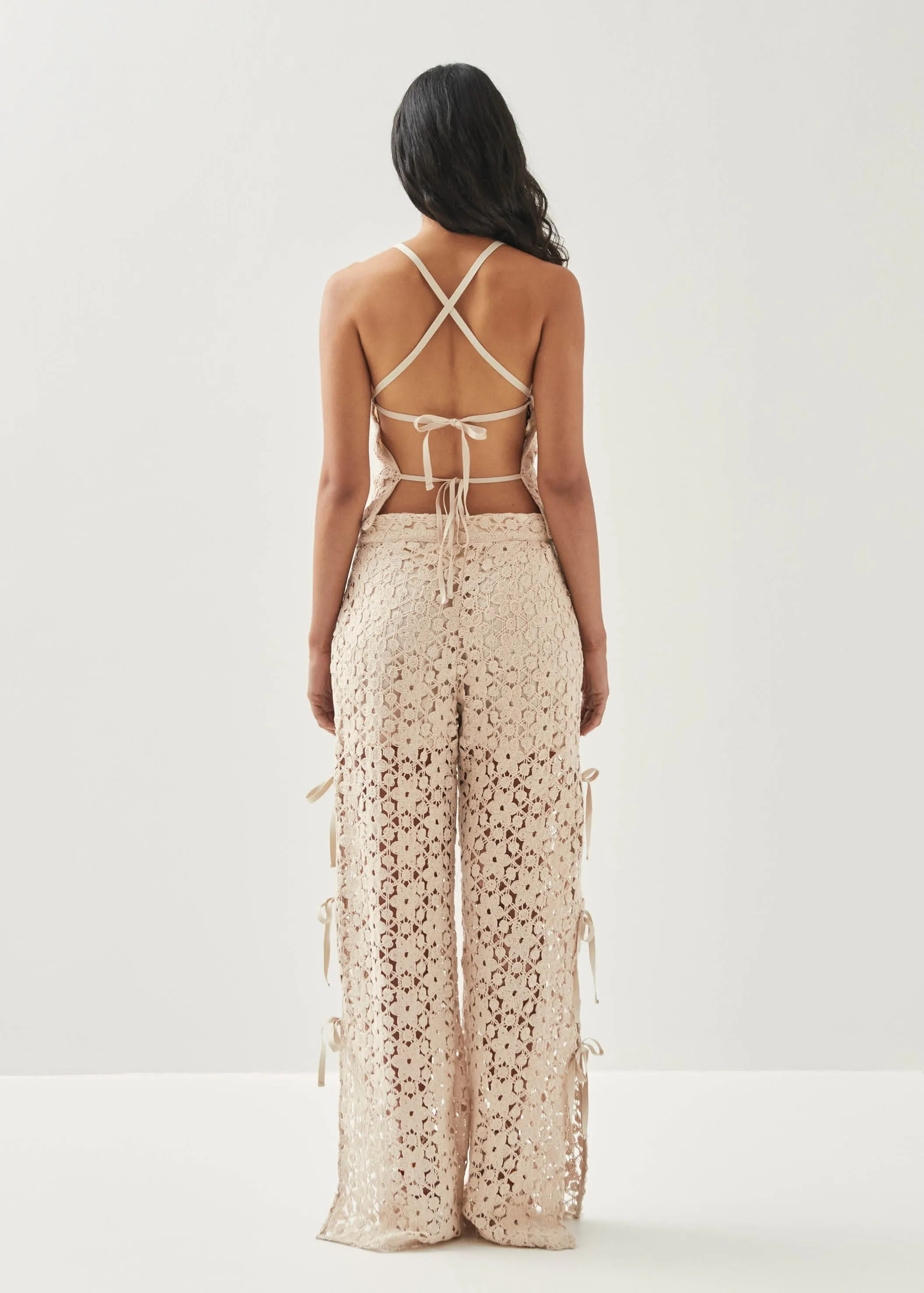 Dibun Lace Cream Trousers sold by Alohas product image thumbnail 4