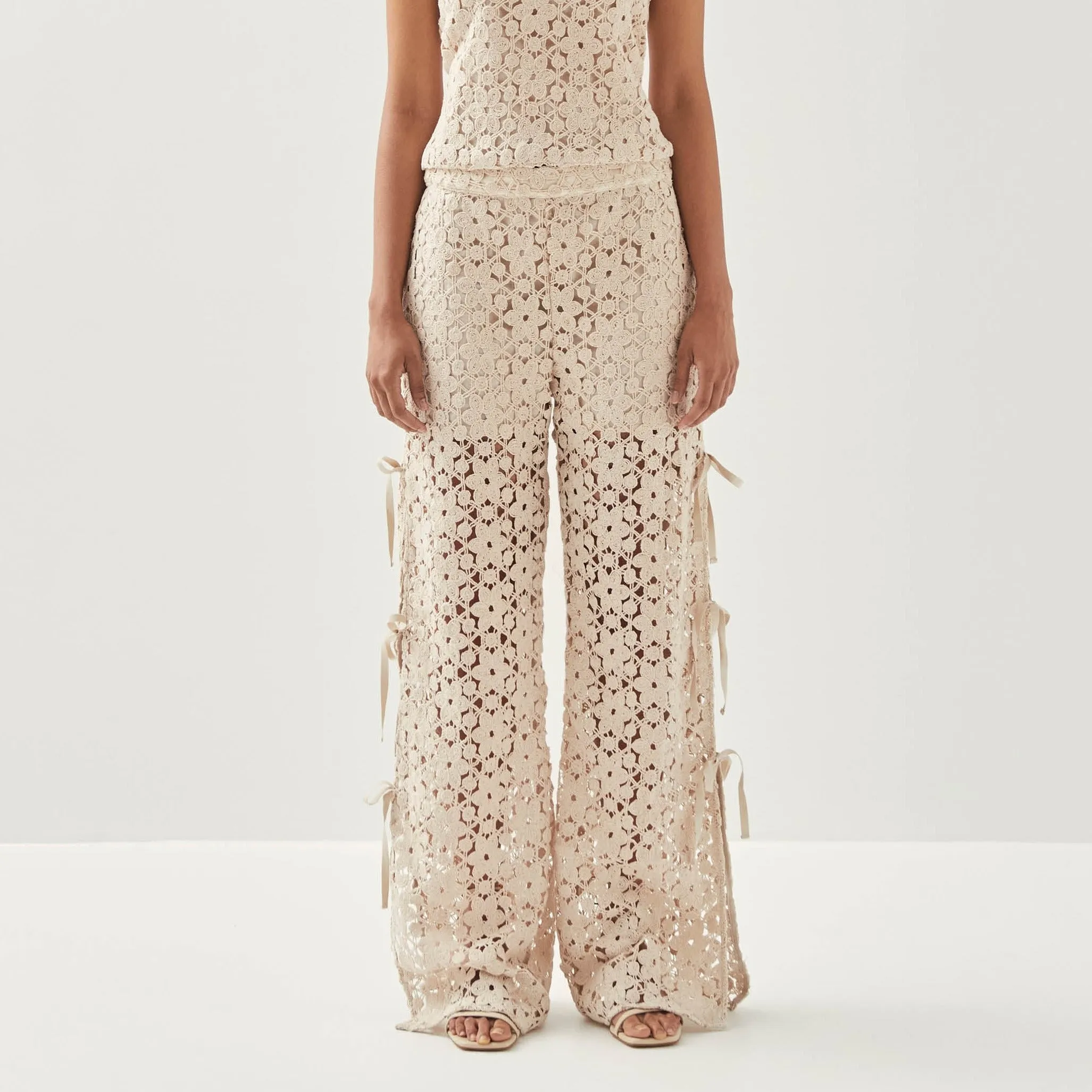 Dibun Lace Cream Trousers sold by Alohas product image thumbnail 3