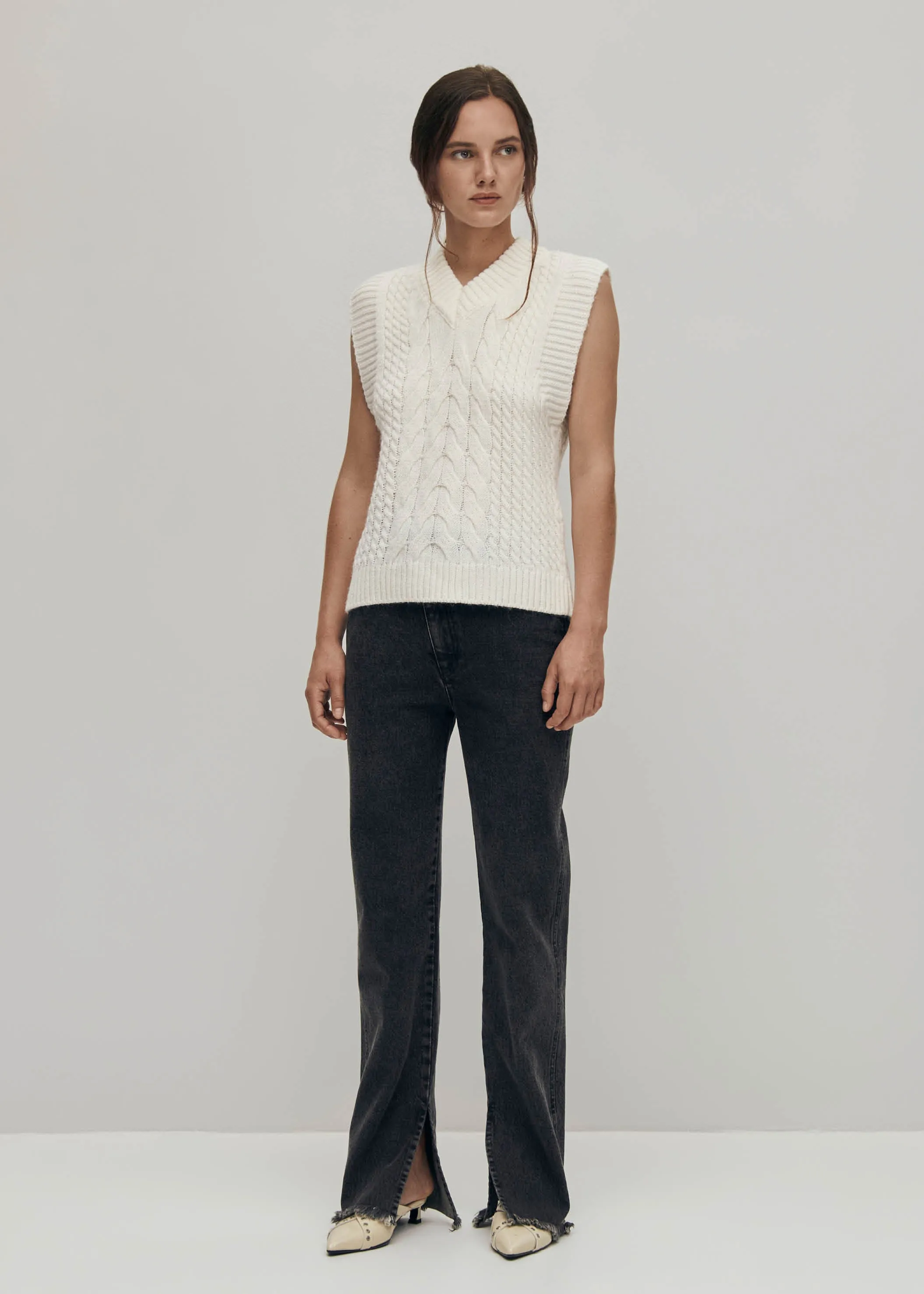 Cosy White Tricot Vest sold by Alohas