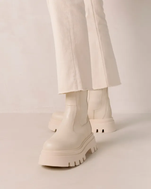 All Rounder Cream Leather Ankle Boots sold by Alohas
