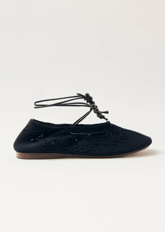 Rosemary Crochet Black Ballet Flats sold by Alohas