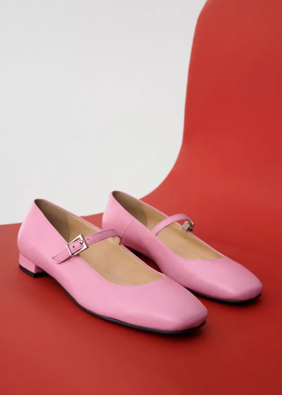 Por Do Sol Pink Leather Ballet Flats sold by Alohas