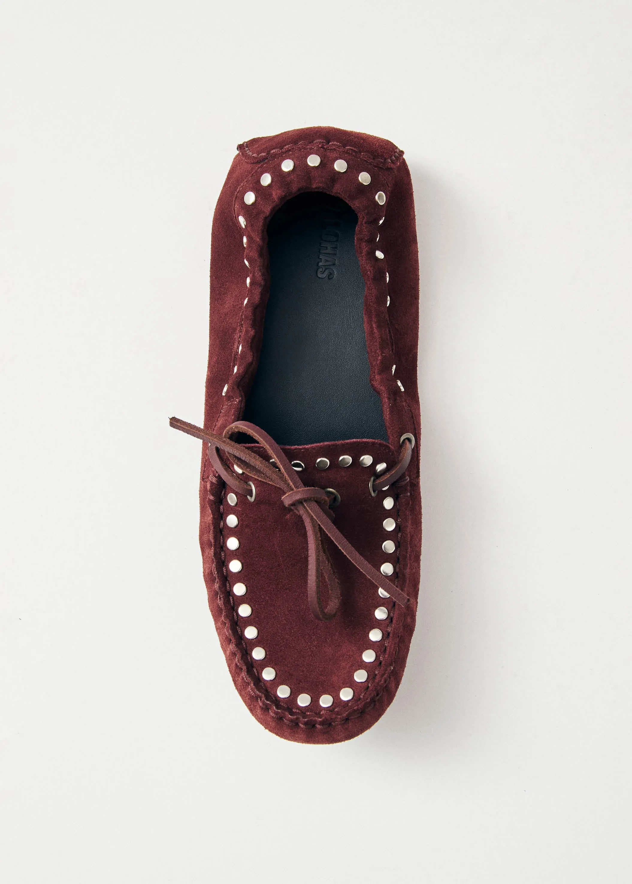 Calla Suede Studs Burgundy Leather Loafers sold by Alohas product image thumbnail 5