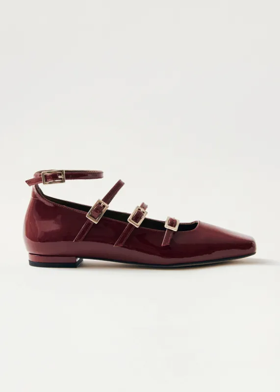 Luke Onix Wine Burgundy Leather Ballet Flats sold by Alohas