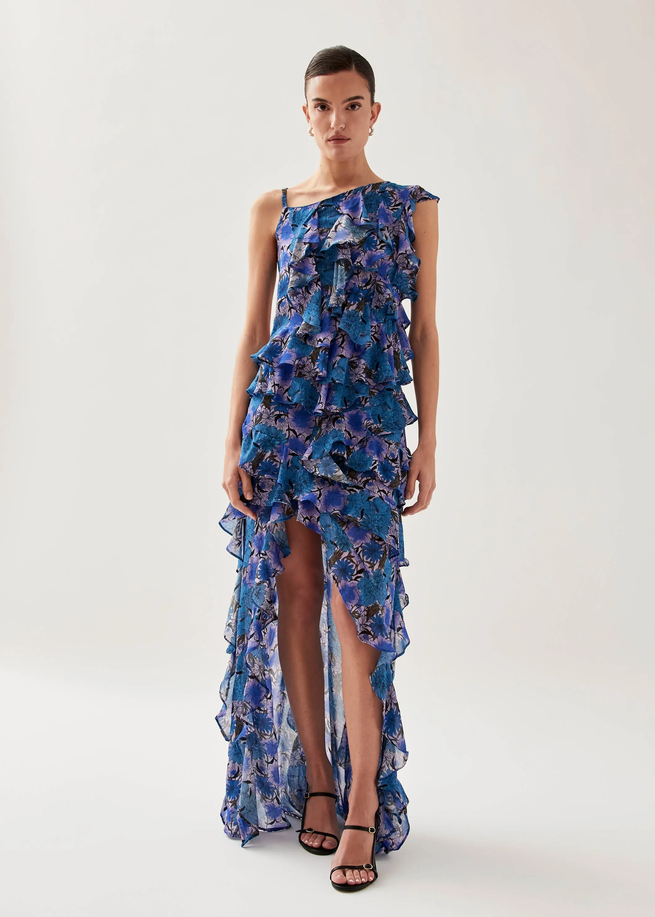 Isabelle Print Floral Lilac Maxi Dress sold by Alohas