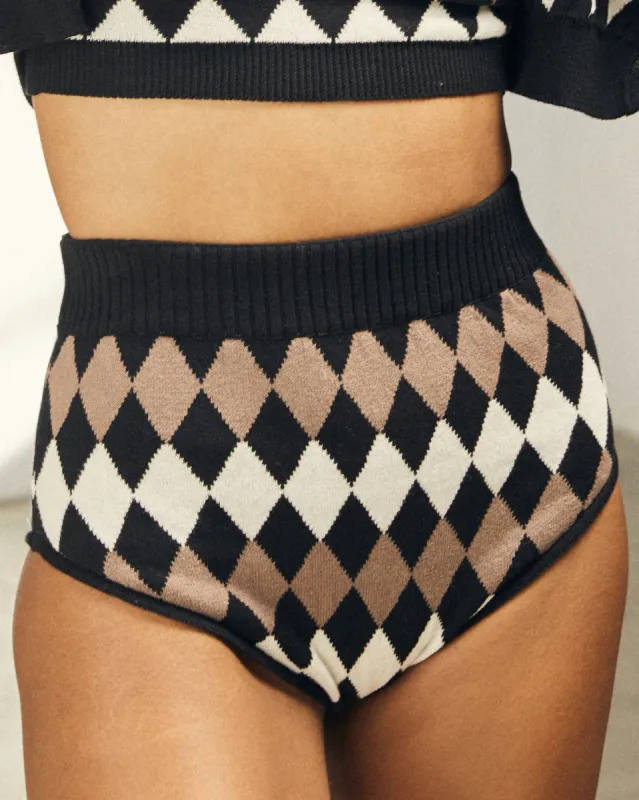 Commute Hot Pants Jacquard Brown made by Alohas