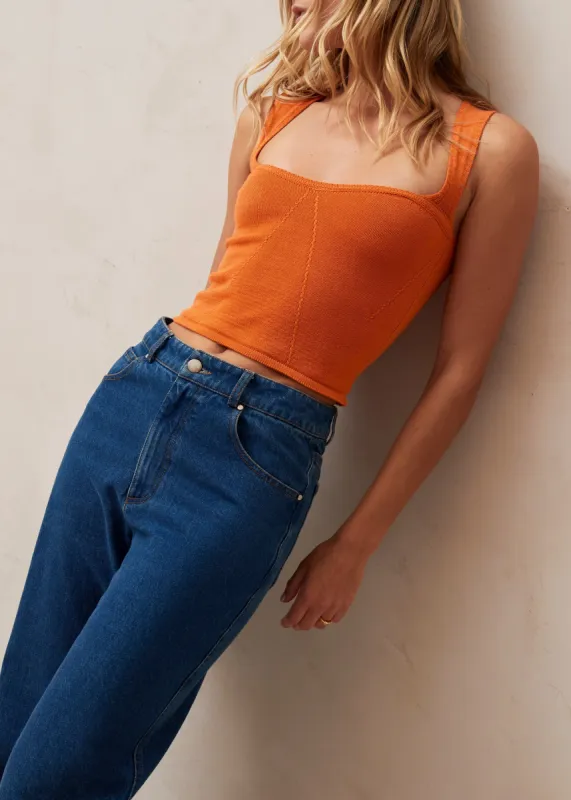 Pleasant Corset Knit Top Clementine Orange made by Alohas