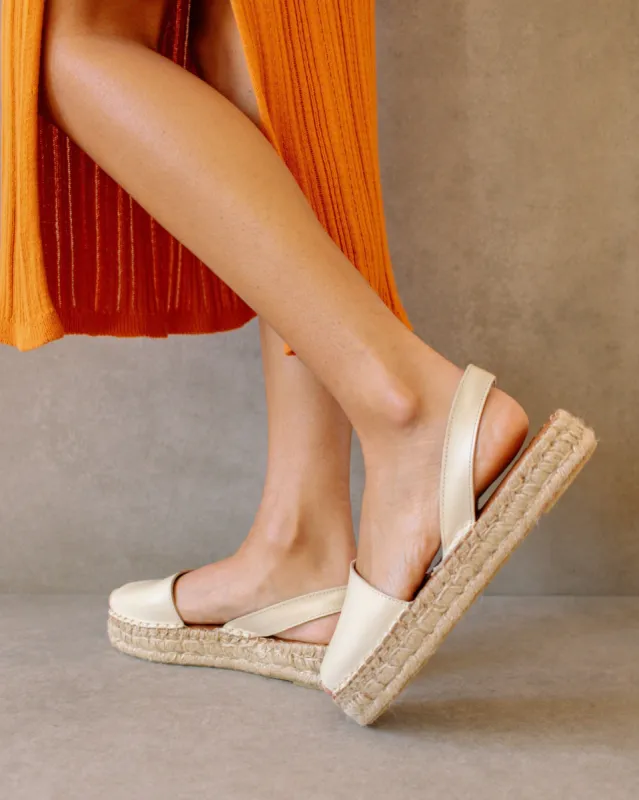 Ibizas Cream Leather Espadrilles sold by Alohas