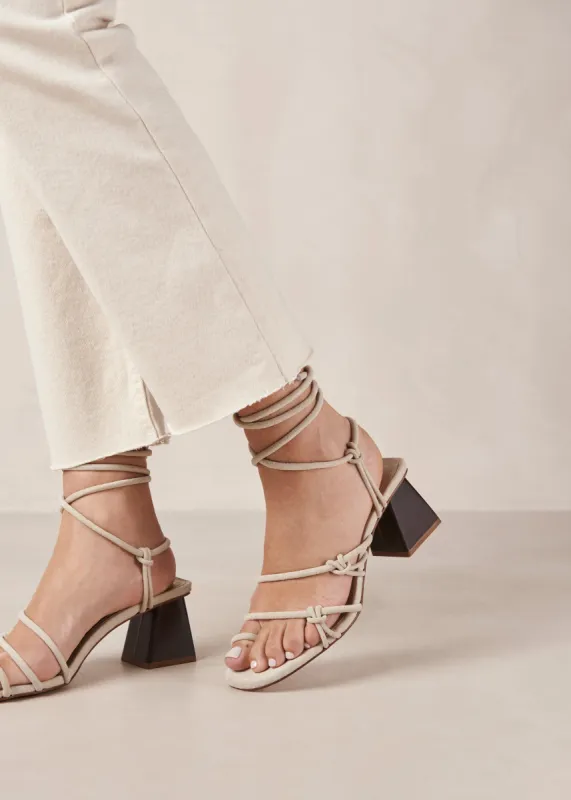 Goldie Cream Leather Sandals sold by Alohas