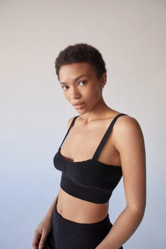 Charm Bra Knit Top Black sold by Alohas