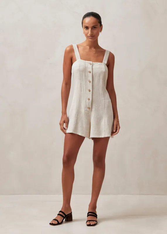 Moira Natural Linen Romper sold by Alohas