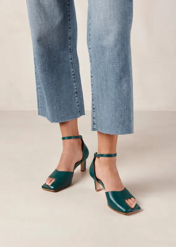 Cliff Jade Green Leather Sandals sold by Alohas