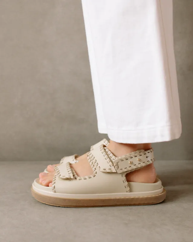 Barrel Stone Beige Cream Leather Sandals sold by Alohas