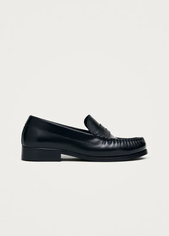 Rivet Black Leather Loafers sold by Alohas