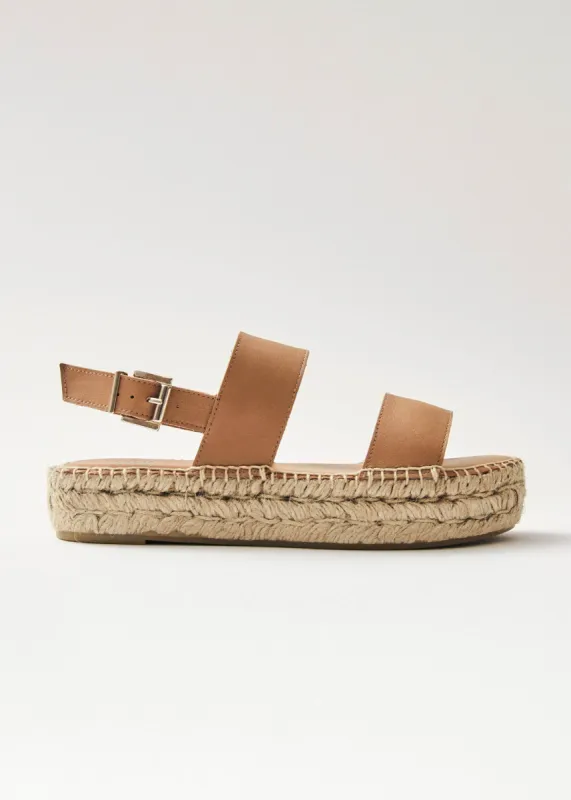 Double Strap Camel Leather Espadrilles sold by Alohas