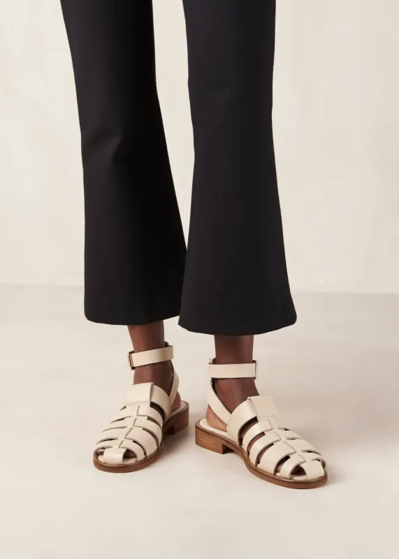 Perry Cream Leather Sandals sold by Alohas