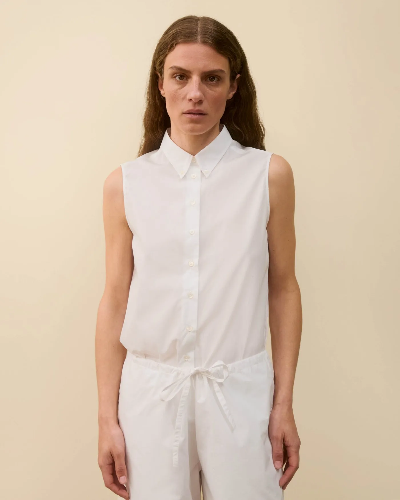 CASTA SLEEVELESS SHIRT | White sold by FLORE FLORE