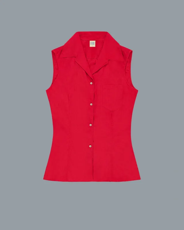 ROSIE SLEEVELESS SHIRT | Red made by FLORE FLORE