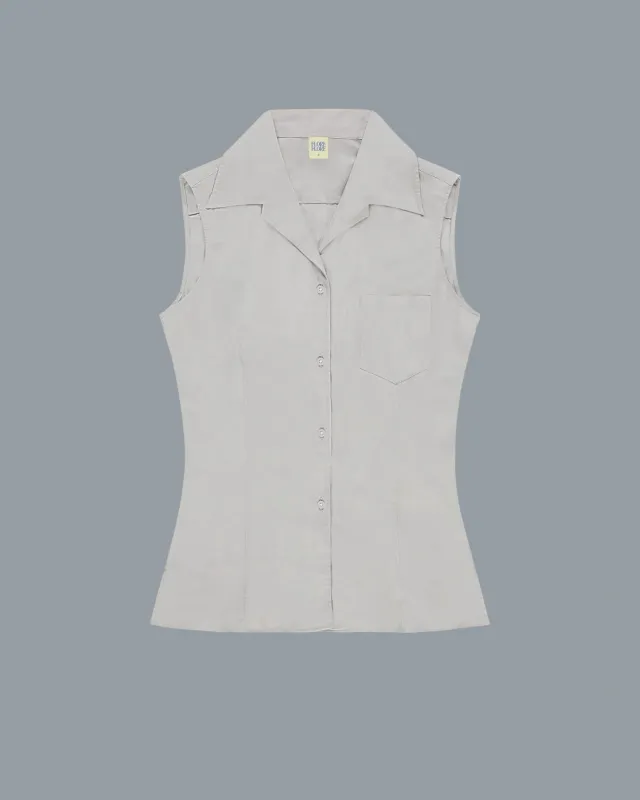 ROSIE SLEEVELESS SHIRT | Grey made by FLORE FLORE