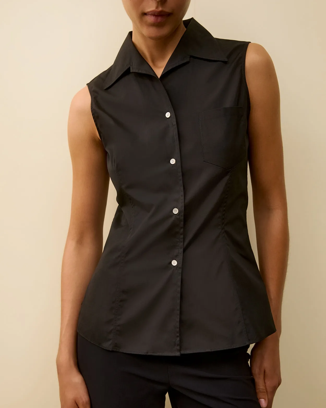 ROSIE SLEEVELESS SHIRT | Black sold by FLORE FLORE product image thumbnail 4