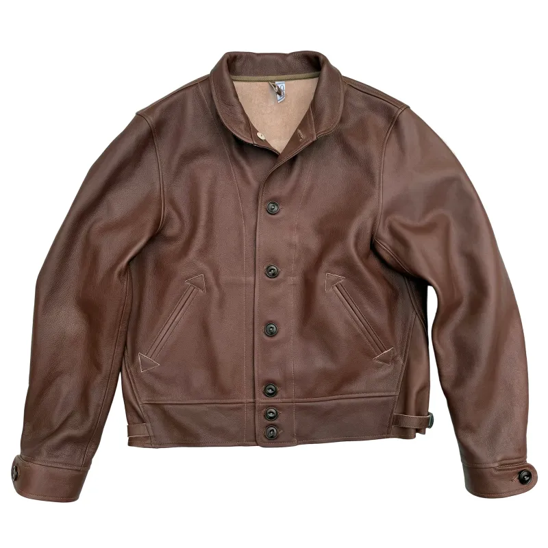 Campus Jacket - "Bison" - Brown Veg-Tan Leather made by Mister Freedom