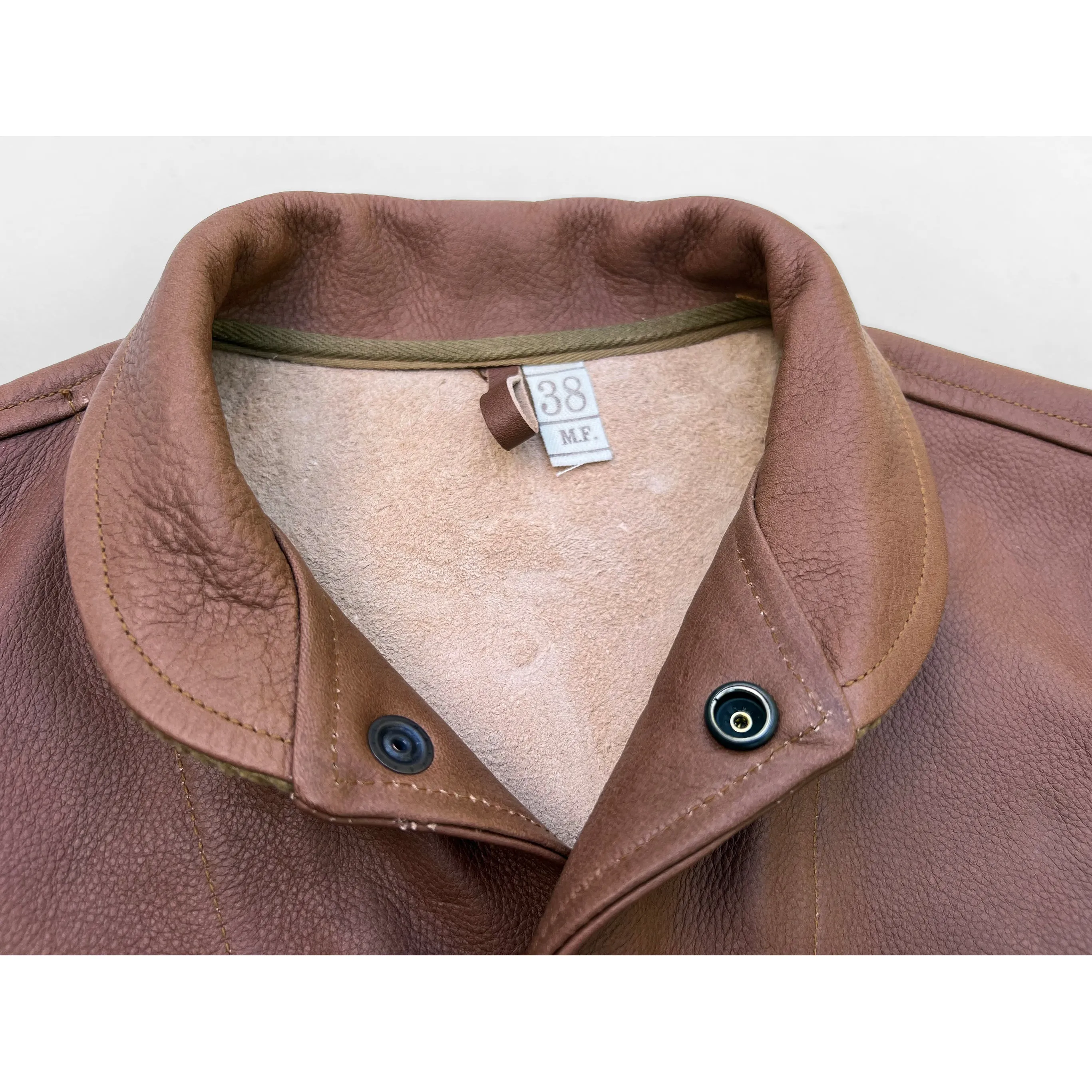 Campus "Stud" Jacket - "Bison" - Brown Veg-Tan Leather sold by Mister Freedom product image thumbnail 5