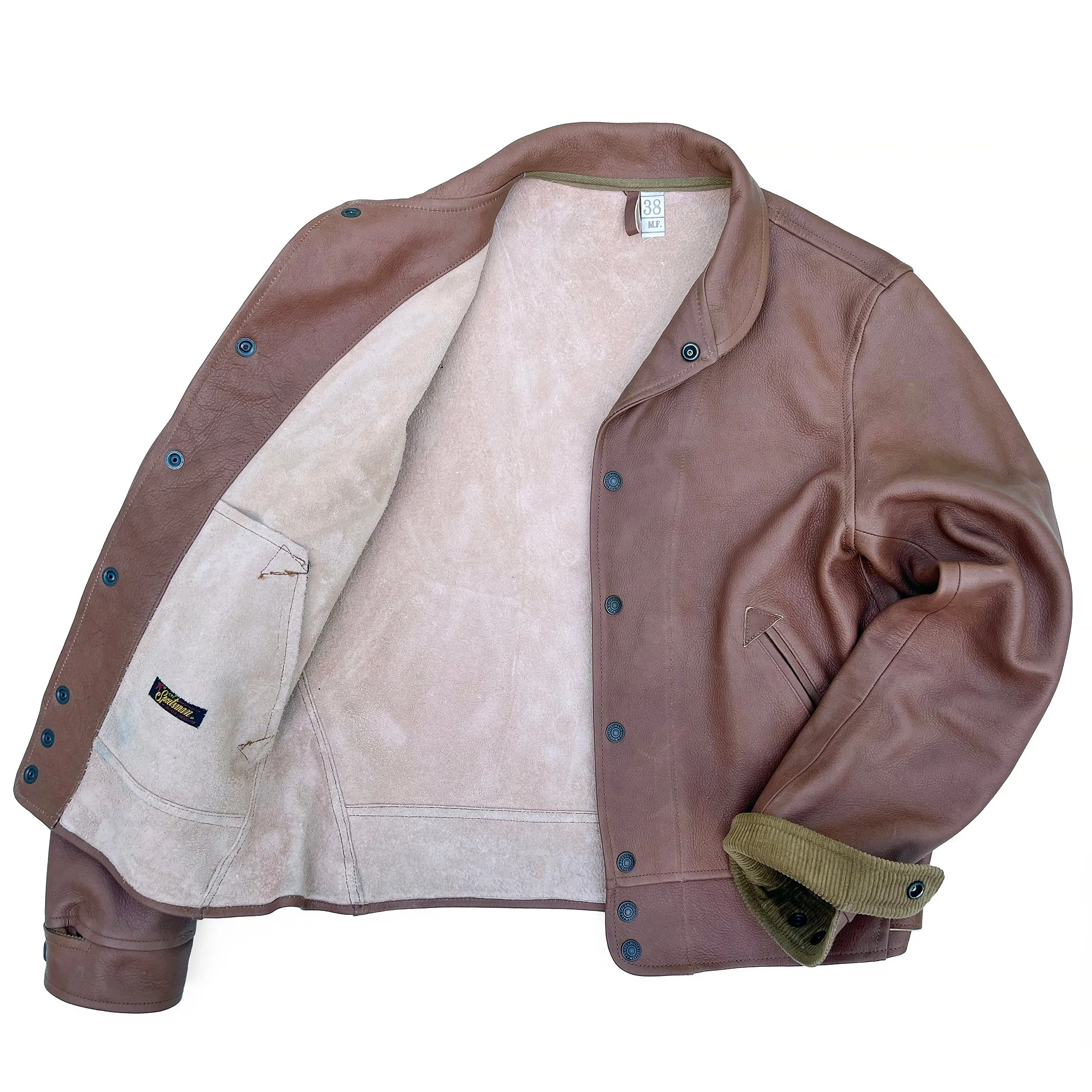 Campus "Stud" Jacket - "Bison" - Brown Veg-Tan Leather sold by Mister Freedom product image thumbnail 2