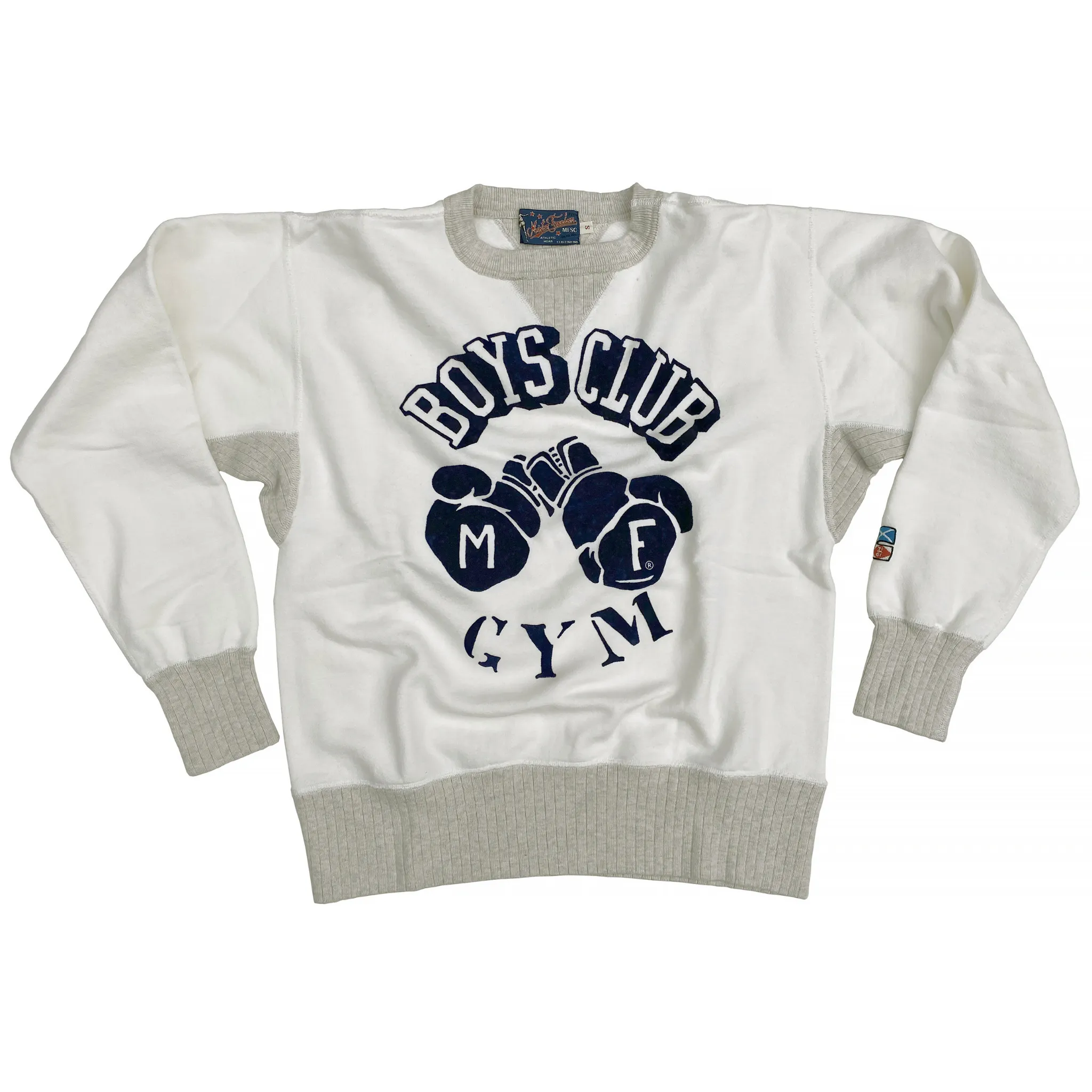 The Medalist Sweatshirt - White "Boys Club" Flock Print sold by Mister Freedom
