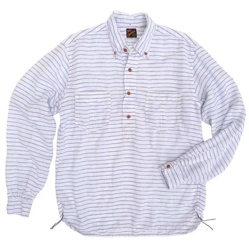 Berkeley Shirt L/S - Linen Stripe - Last One - Size Small made by Mister Freedom