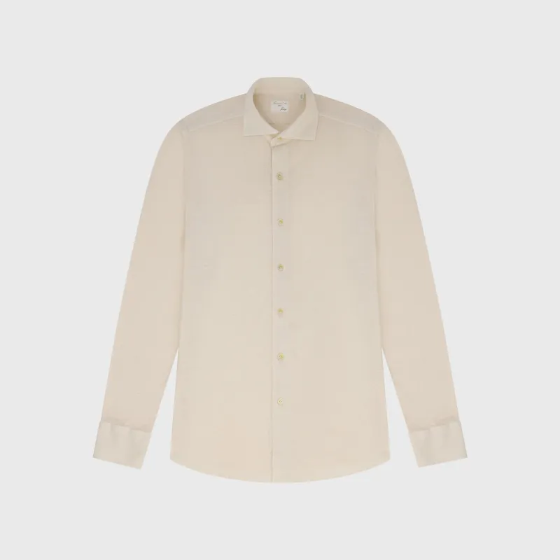 Toronto sport shirt slim fit cotton linen jersey garment dyed Achille collar made by Finamore