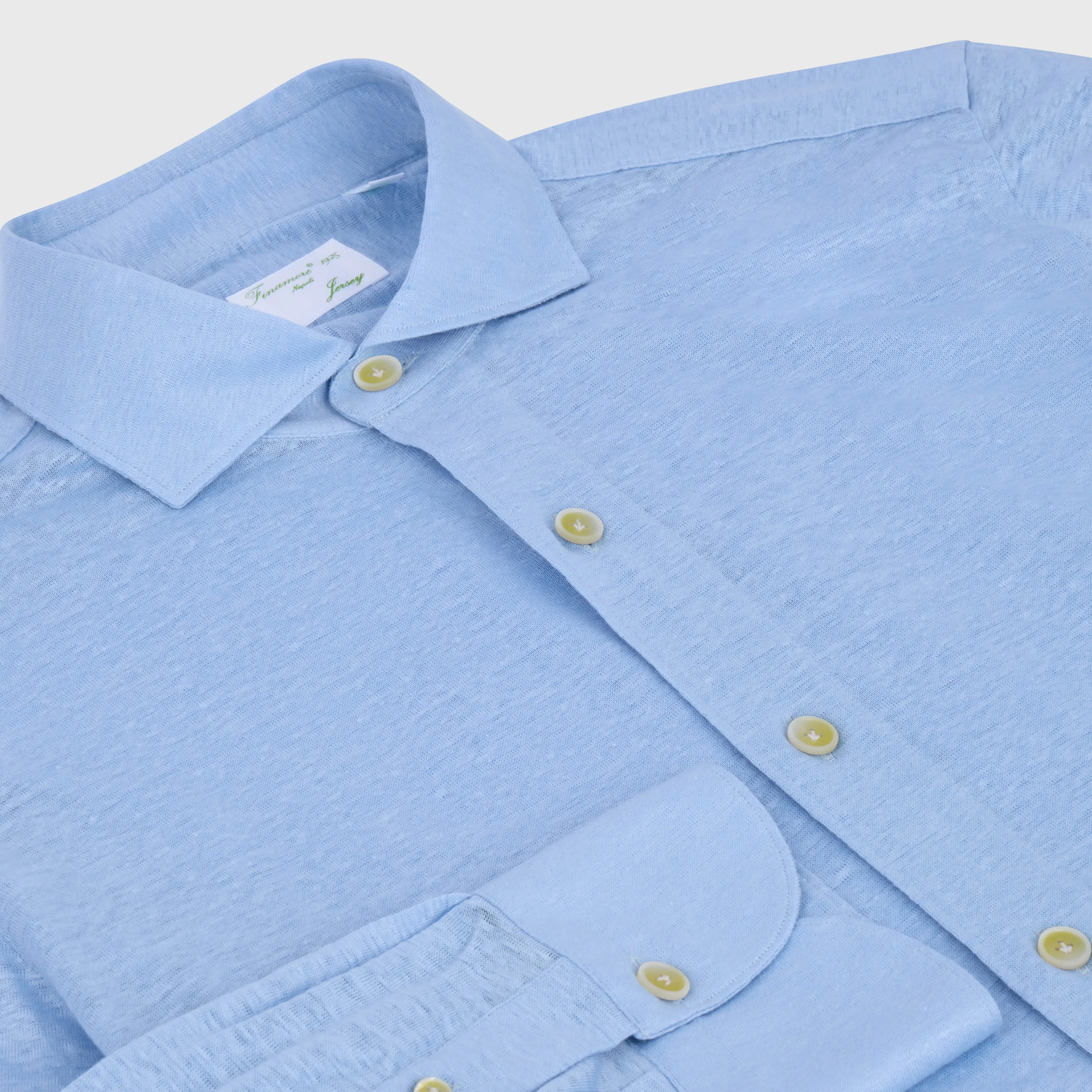 Toronto sport shirt slim fit linen jersey Achille collar sold by Finamore product image thumbnail 4
