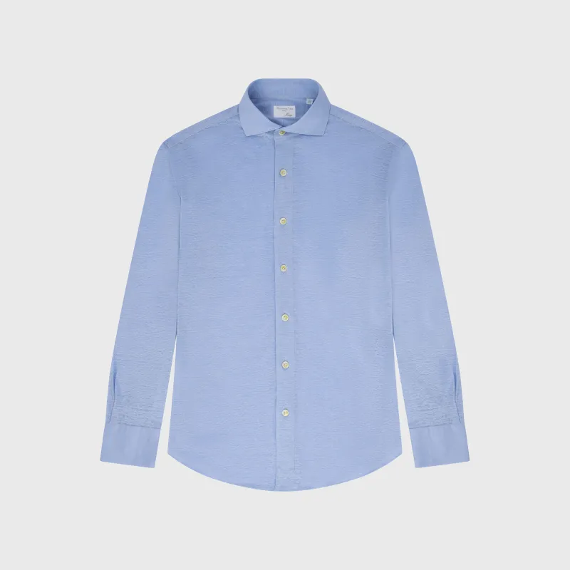 Toronto sport shirt slim fit linen jersey Achille collar made by Finamore