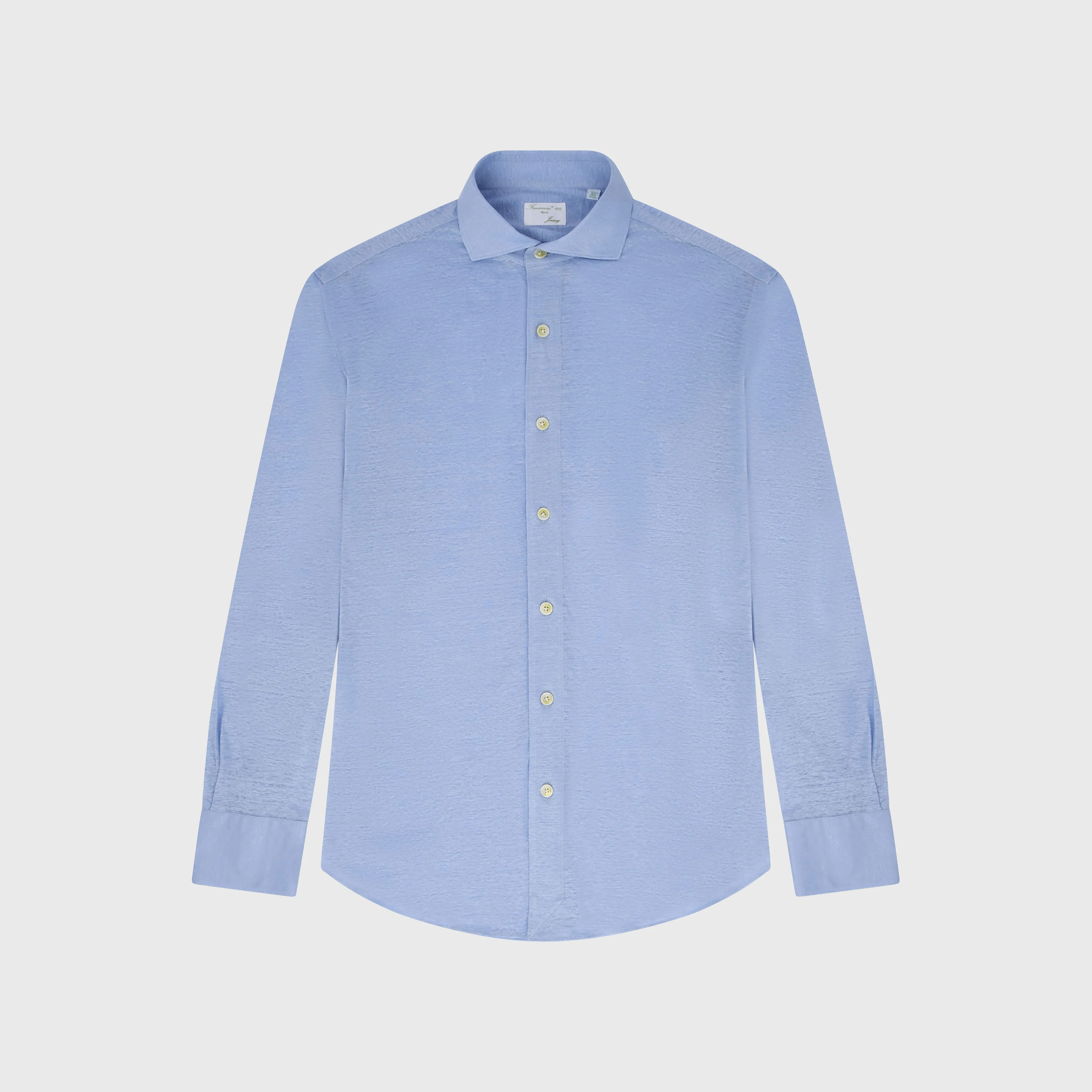 Toronto sport shirt slim fit linen jersey Achille collar sold by Finamore