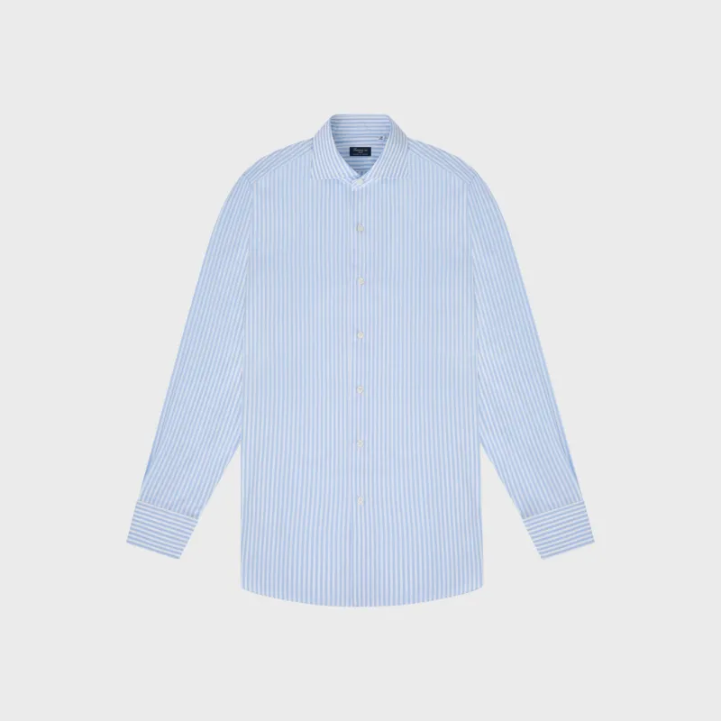 Napoli shirt regular fit cotton poplin stripe Simone collar made by Finamore