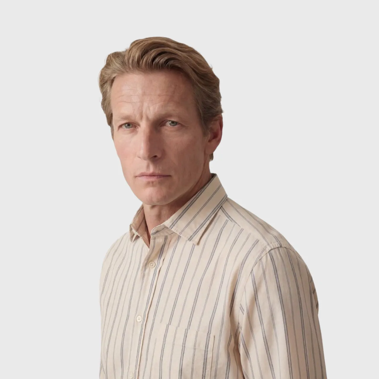 Zurigo sport shirt regular fit cotton cream stripe enzymed Luigi collar sold by Finamore product image thumbnail 4