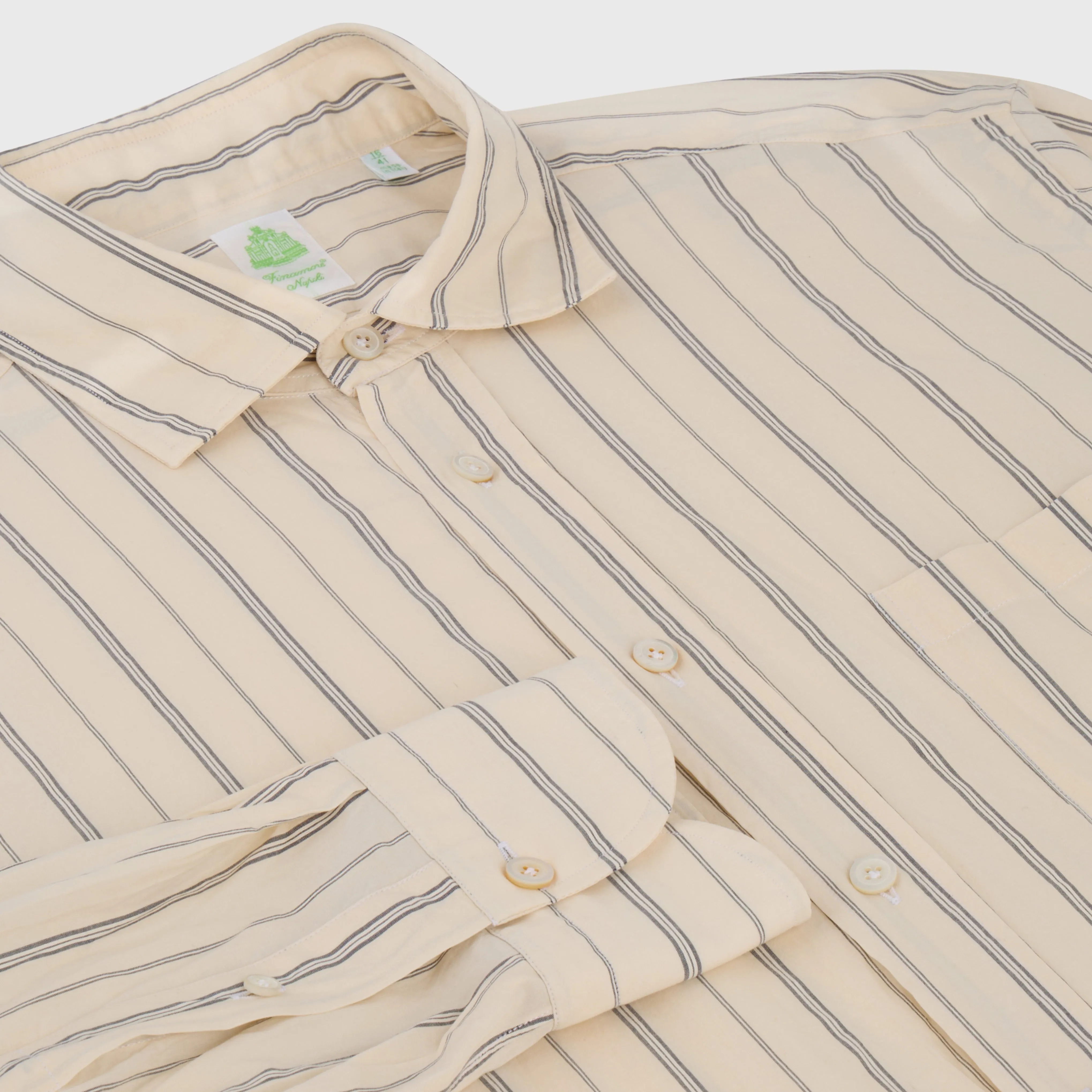 Zurigo sport shirt regular fit cotton cream stripe enzymed Luigi collar sold by Finamore product image thumbnail 3