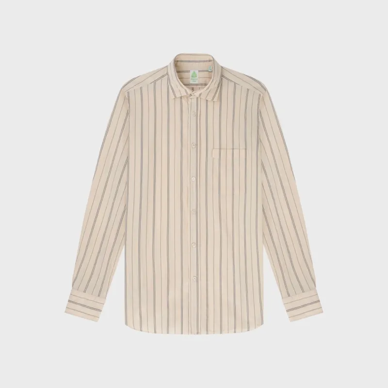 Zurigo sport shirt regular fit cotton cream stripe enzymed Luigi collar made by Finamore