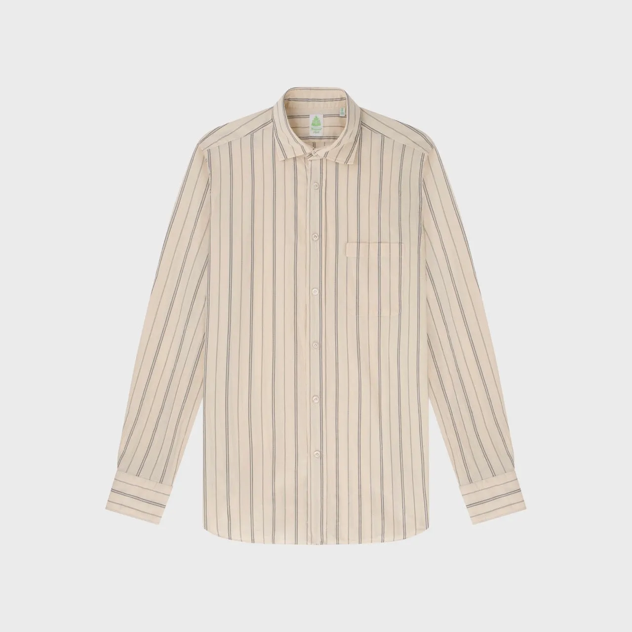 Zurigo sport shirt regular fit cotton cream stripe enzymed Luigi collar sold by Finamore