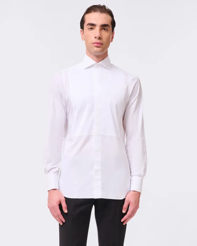 Napoli Classic Tuxedo shirt with cufflink and striped bib made by Finamore