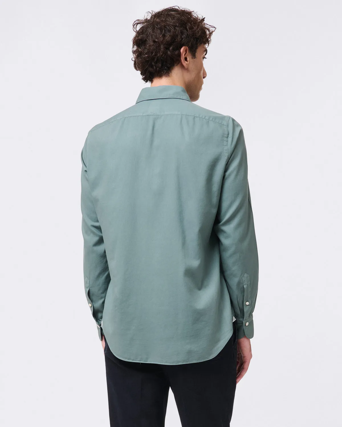 Tokyo slim sport shirt in lightweight garment dyed flannel sold by Finamore product image thumbnail 3