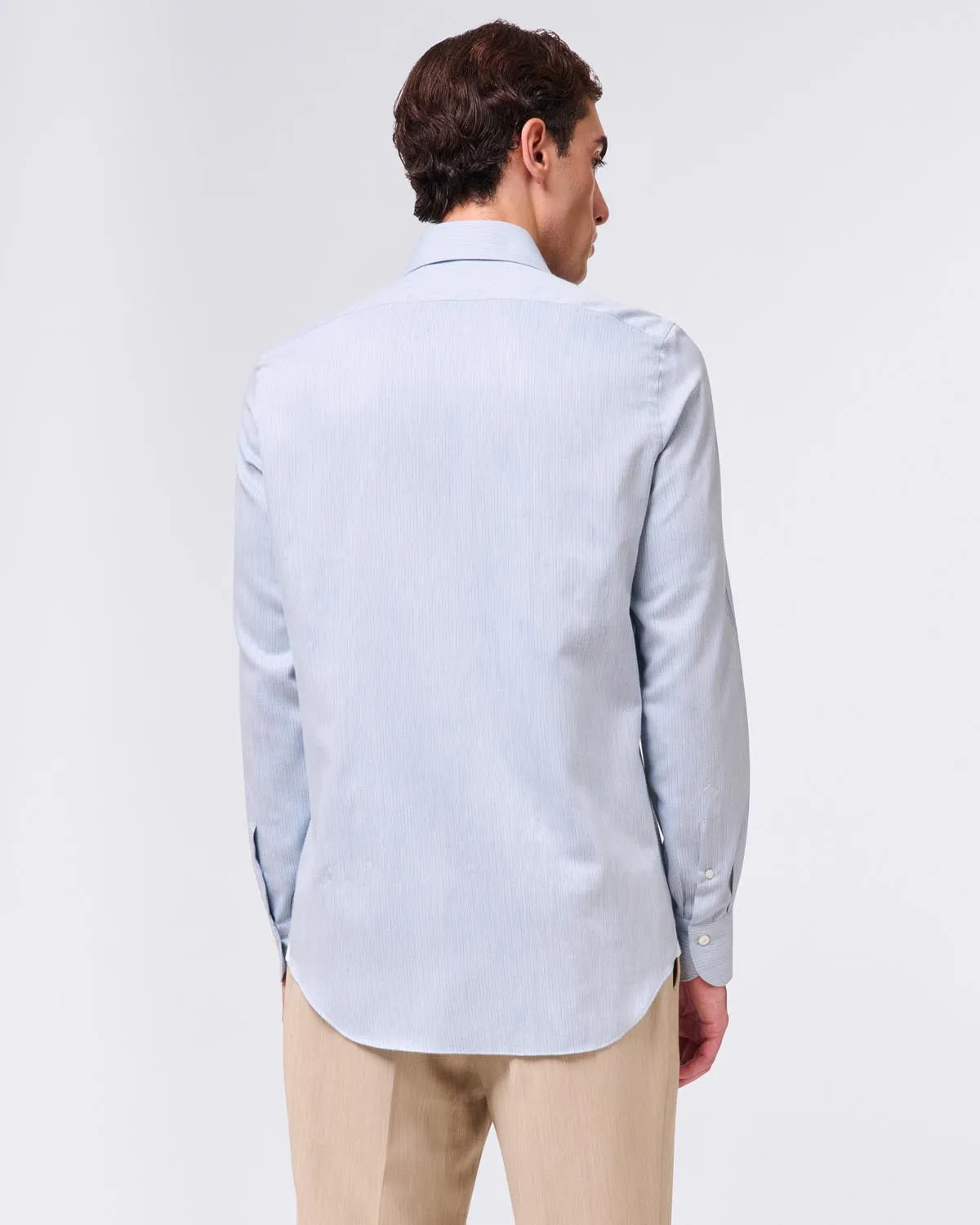 Classic slim fit Milano shirt striped cotton cashmere. Carlo Riva sold by Finamore product image thumbnail 4