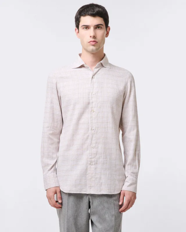 Tokyo slim fit casual shirt in yarn dyed cotton check made by Finamore
