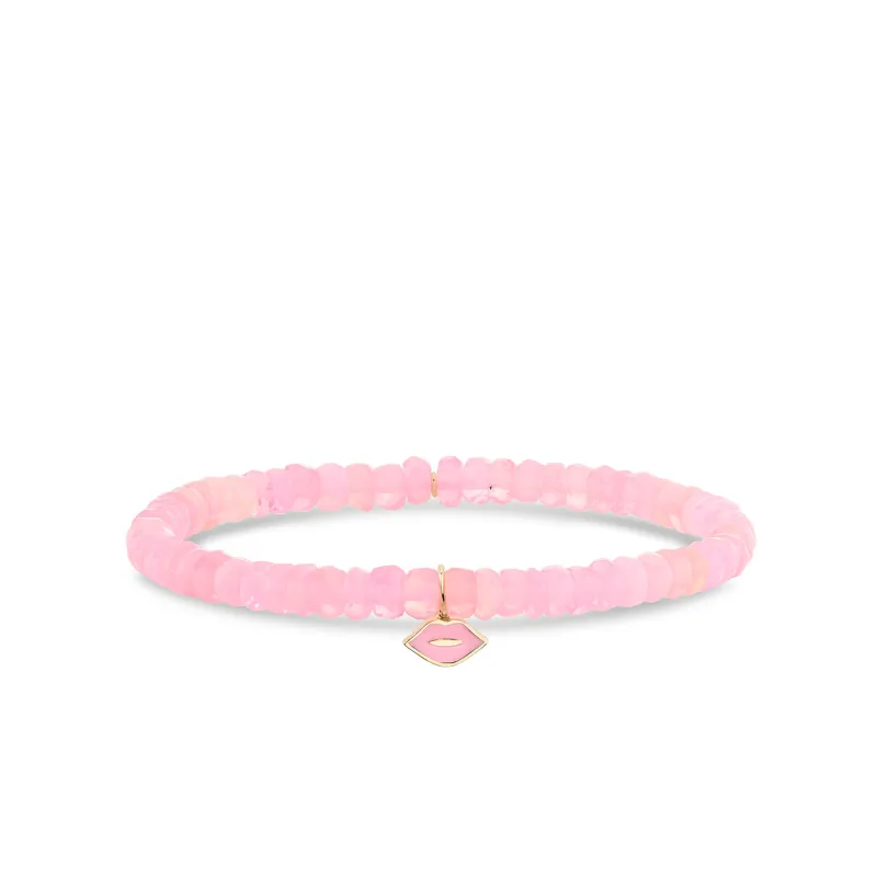Gold & Pink Enamel Mini Lips on Cotton Candy Opal made by Sydney Evan