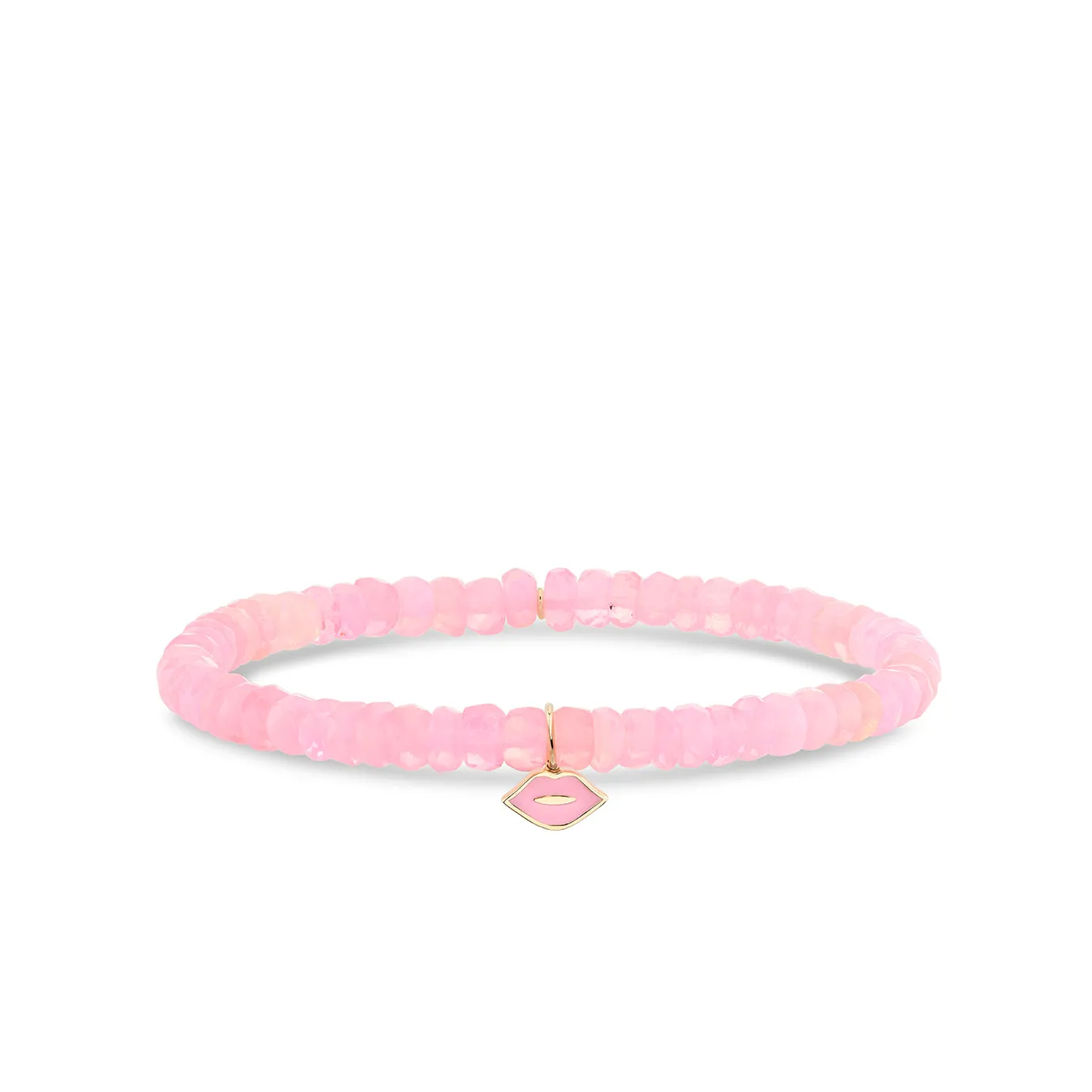 Gold & Pink Enamel Mini Lips on Cotton Candy Opal sold by Sydney Evan