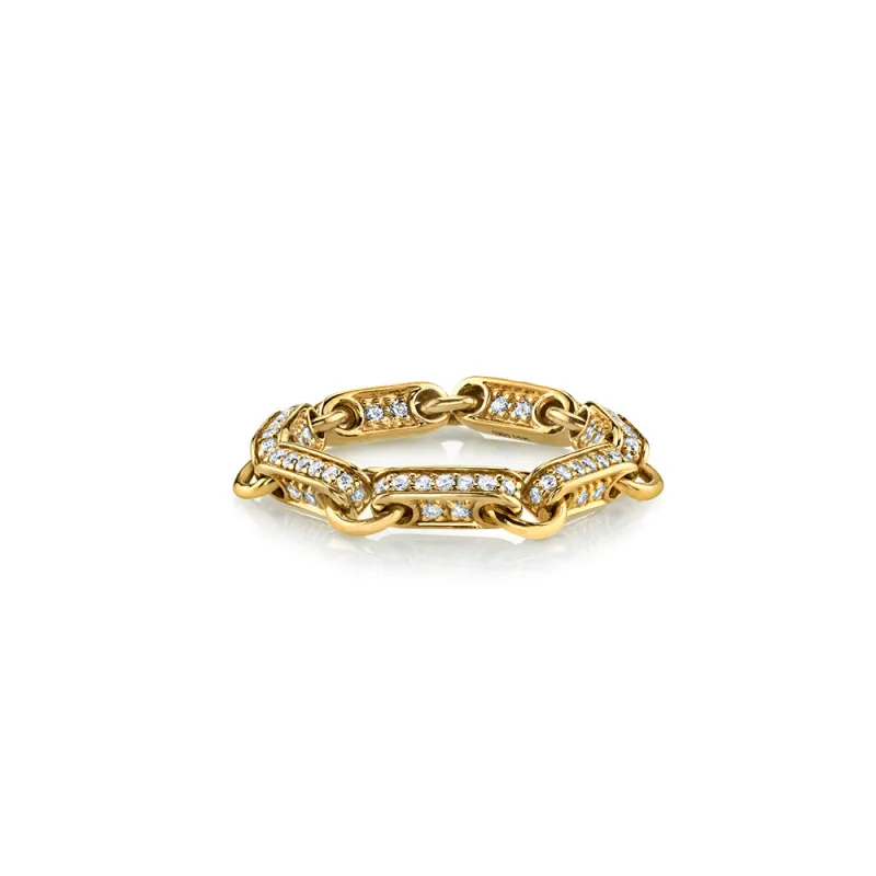 Gold & Diamond Round Rectangle Link Ring made by Sydney Evan