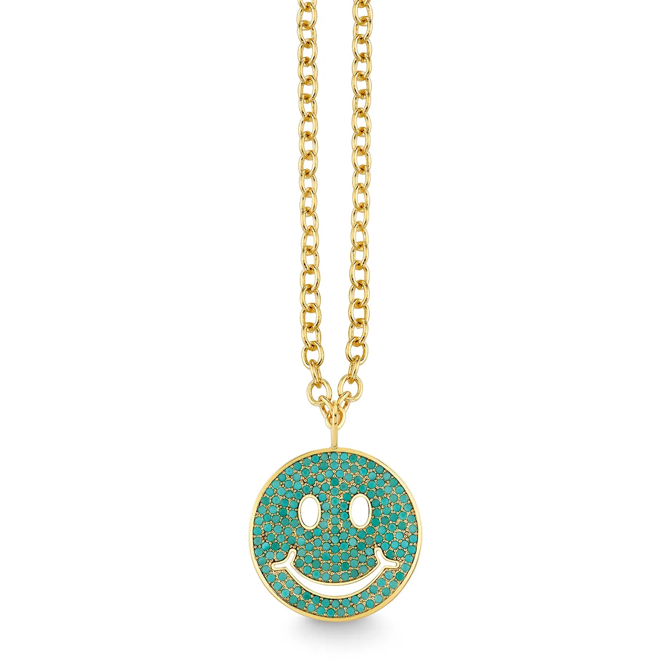 Gold & Turquoise Large Happy Face Charm sold by Sydney Evan