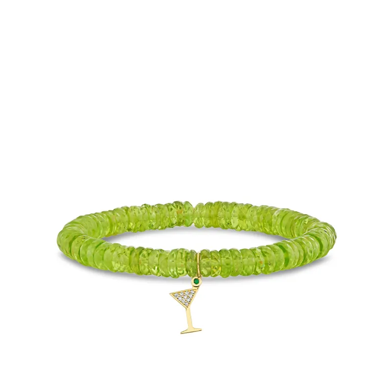 Gold & Diamond Martini Glass on Peridot made by Sydney Evan