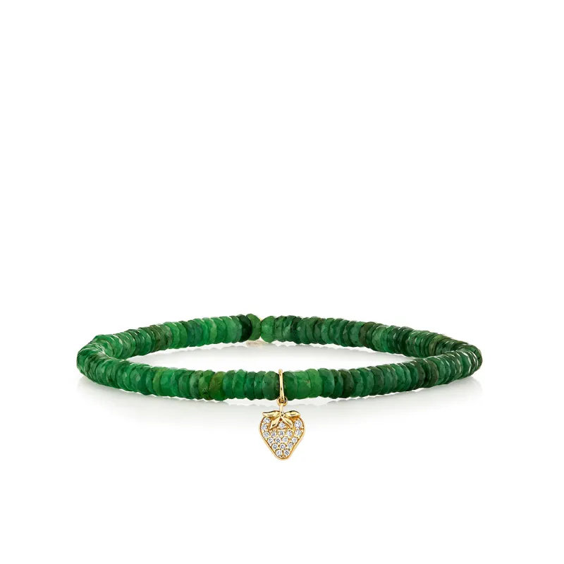 Gold & Diamond Small Strawberry on Green Aventurine made by Sydney Evan