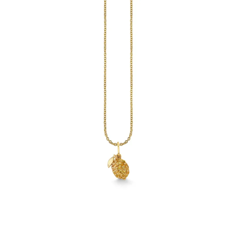 Gold & Sapphire Lemon Charm made by Sydney Evan